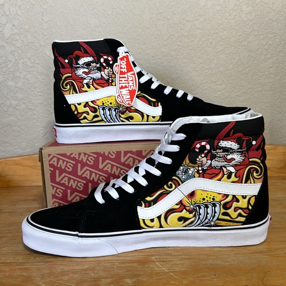 Vans Sk8 Hi Santa Flame Black men’s size 12 - Picture 2 of 8